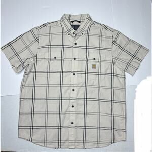 Carhartt Men's Loose Fit Midweight Short Sleeve Plaid Shirt XL TW4625-M